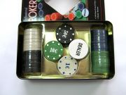 Чипове за покер в метална кутия